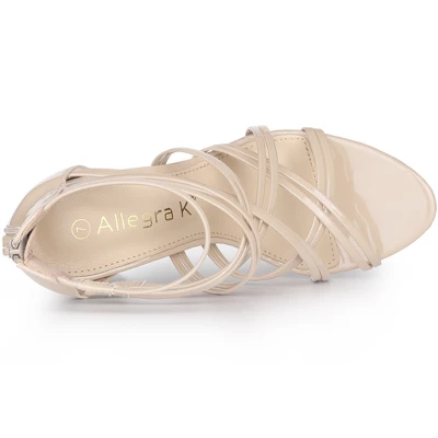 Allegra K Women's Open Toe Strappy Stiletto Heel Lace Up Sandals - Image 3