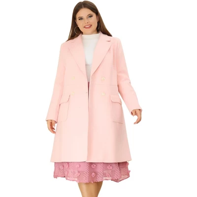 Agnes Orinda Women's Plus Size Winter Peacoat Notched Lapel Double Breasted Long Overcoats - Image 12