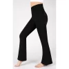 90 Degree By Reflex Womens Ribbed Interlink Madison Crossover Elastic Free V-Back Ankle Flared Pant