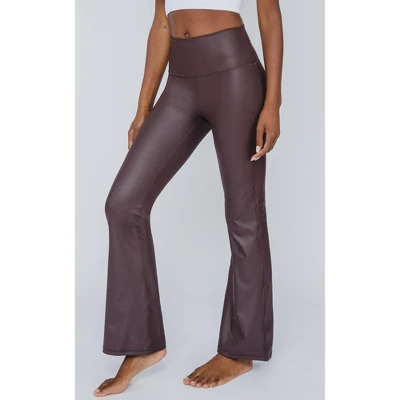 90 Degree By Reflex Interlink High Shine Cire Elastic Free V-Back Flared Leg Yoga Pants - Image 8