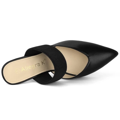 Allegra K Women's Pointed Toe Elastic Strap Stiletto Heels Mules - Image 4