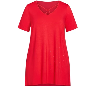 Women's Plus Size Linny Bling Tunic - Scarlet | AVENUE - Image 2
