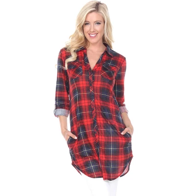 Women's Piper Stretchy Plaid Tunic With Pockets - White Mark - Image 3