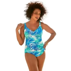 Swim 365 Women’s Plus Size Shirred Sarong One Piece