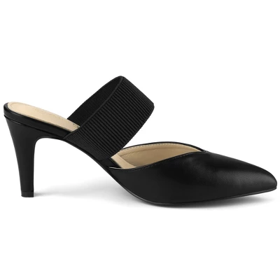 Allegra K Women's Pointed Toe Elastic Strap Stiletto Heels Mules - Image 6