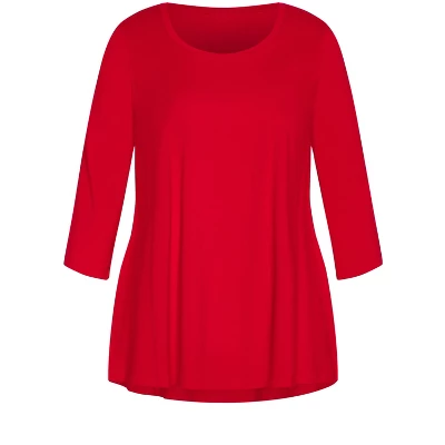 Women's Plus Size Organic Crew Neck Top - Red | AVENUE - Image 2