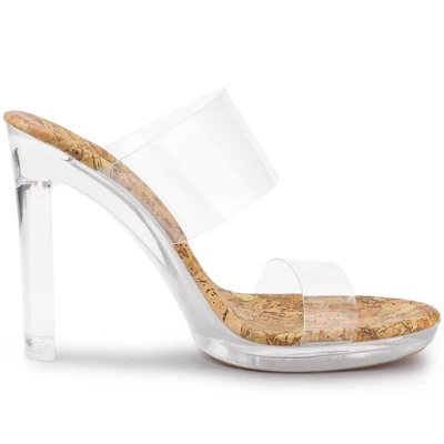 Allegra K Women's Platform Clear Heel Chunky Heels Slide Sandals - Image 6