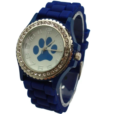 Olivia Pratt Every Day Silicone Paw And Rhinestones Colorful Women Watch
