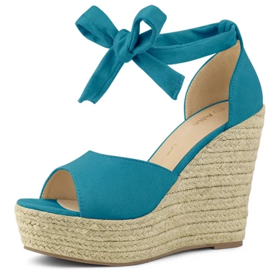 Allegra K Women's Espadrilles Tie Up Ankle Strap Wedges Sandals - Image 10