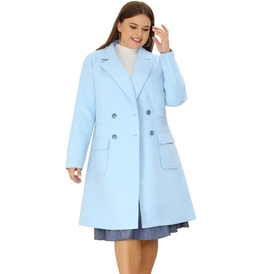 Agnes Orinda Women's Plus Size Winter Peacoat Notched Lapel Double Breasted Long Overcoats - Image 14