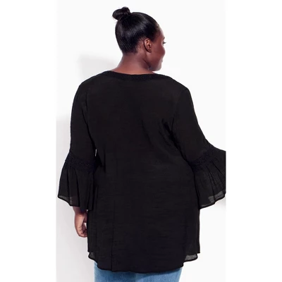 Women's Plus Size Pleat Lace Tunic - Black | AVENUE