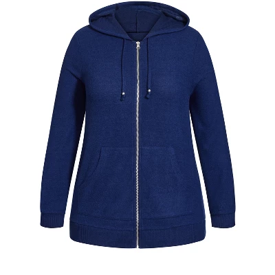 Women's Plus Size Soft Touch Zip Hoodie - Navy | EVANS - Image 2