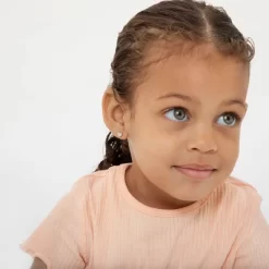 Girls' Puffed Polished Heart Screw Back Sterling Silver Earrings - In Season Jewelry