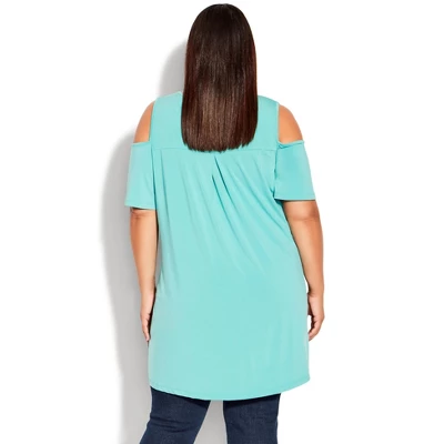Women's Plus Size Claire Cold Shoulder Tunic - Jade Jargon | AVENUE