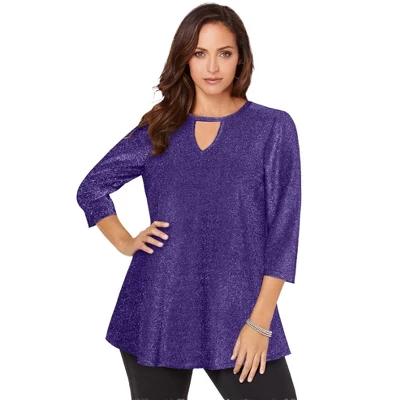 Jessica London Women’s Plus Size Keyhole Shimmer Tunic - Image 5