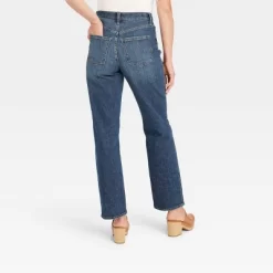 Women's High-Rise Vintage Straight Jeans - Universal Thread™ Dark Blue