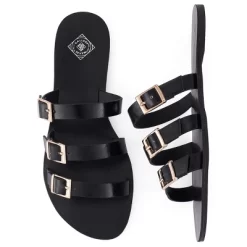 Gallery Seven - Women's Tri-Strap Buckle Slide Sandal