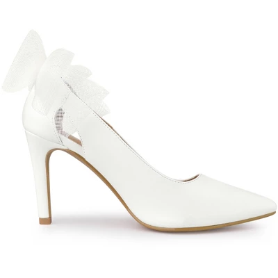 Allegra K Women's Pointed Toe Bow Decor Stiletto Heel Pumps - Image 5