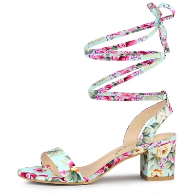 Allegra K Women's Block Heel Lace Up Heel Sandals - Image 6