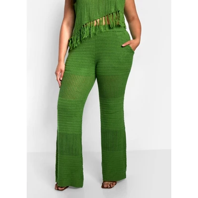 Rebdolls Women's Shanti Crochet Bell Bottom Pants W. Pockets - Image 3